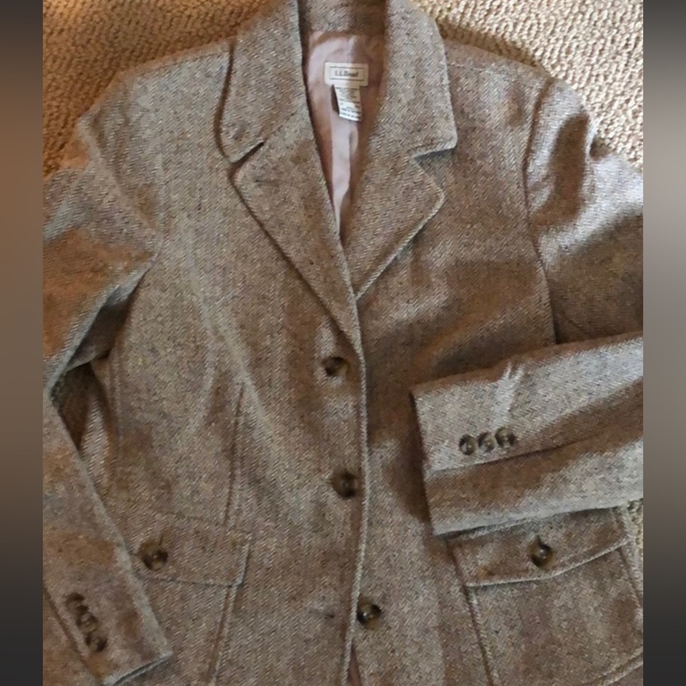 Brown /Tan Houndstooth Tweed Blazer